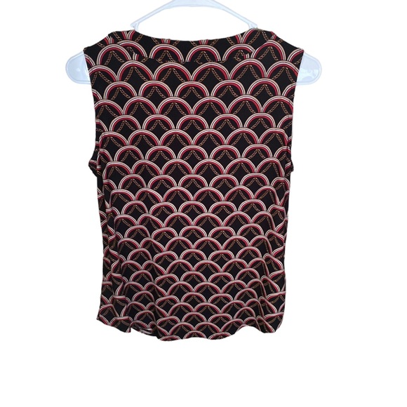 Anne klein sleeveless half zip down women’s blouse size small brown & red - Picture 2 of 8